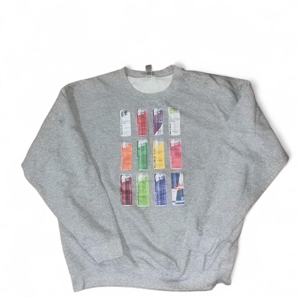Red Bull Energy Drink Women's Gray Sweatshirt SZ L Flaw